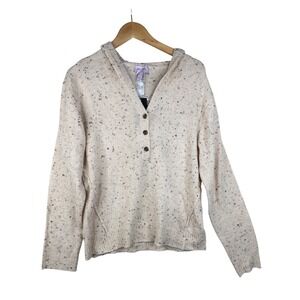 NWT Any Body Women's Hooded‎ Sweater Size Small Beige Cable Knit